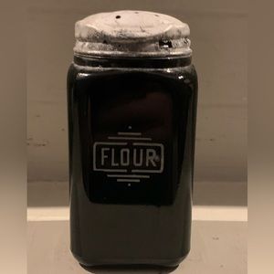 McKee Flour Shaker Black Amethyst Glass Original Lid Marked “McK” Vintage 1930s